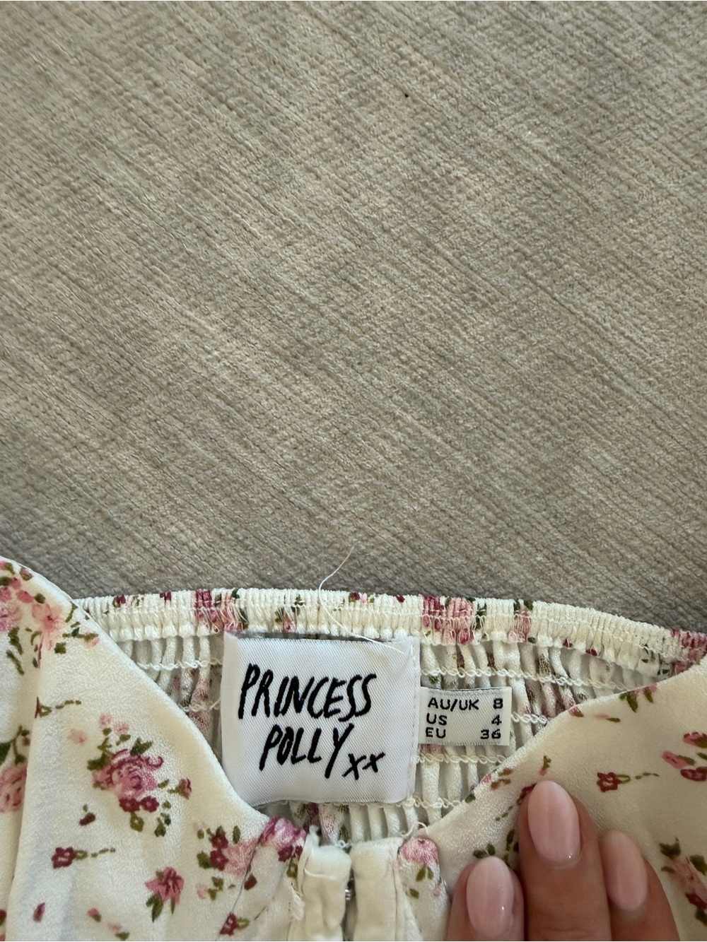 Princess Polly Ivory Floral Bustier Crop Top with Pink Roses - Picture 3 of 3